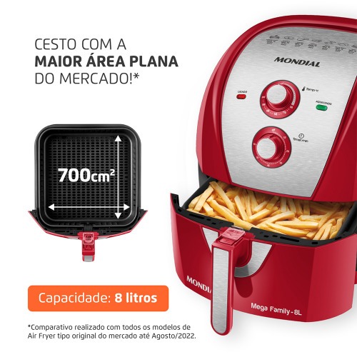 Fritadeira el�trica sem �leo Air Fryer 8L 1900W Mega Family - AFN-80-RI  220V