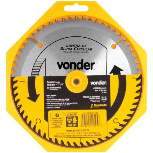 Disco de serra para alumínio 185 x 20 mm 60 dentes Disco de serra para alumínio 185 x 20 mm 60 dentes