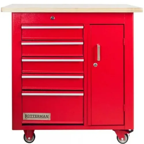 Bancada móvel com 5 gavetas e porta lateral - RLL-277