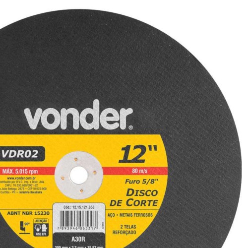 Disco de corte para metal 300 x 3,2 x 15,87 mm - VDR02 