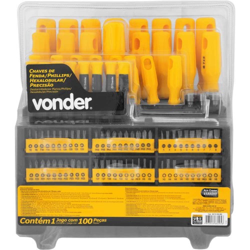 Jogo de Chaves Fenda Phillips Hexalobular e Precis�o  100 Pe�as