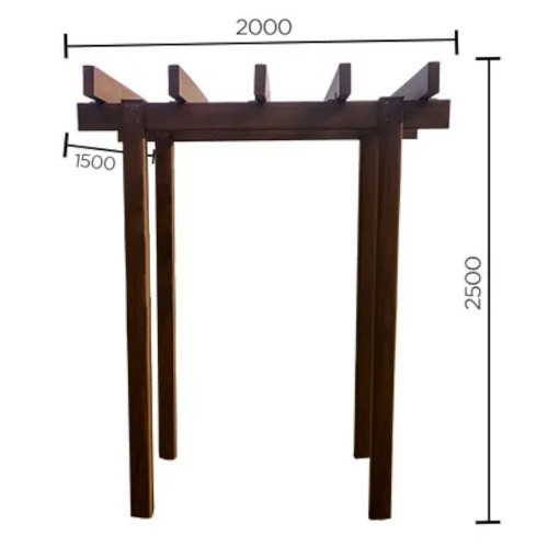 Pergolado em madeira pl�stica 2,00 x 1,50 x 2,50 m com perfil 150x60 mm ip�