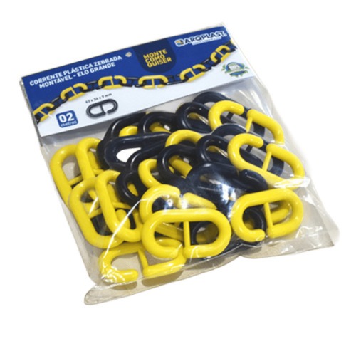 Corrente pl�stica de 9 mm pacote com 2 metros amarela e preta