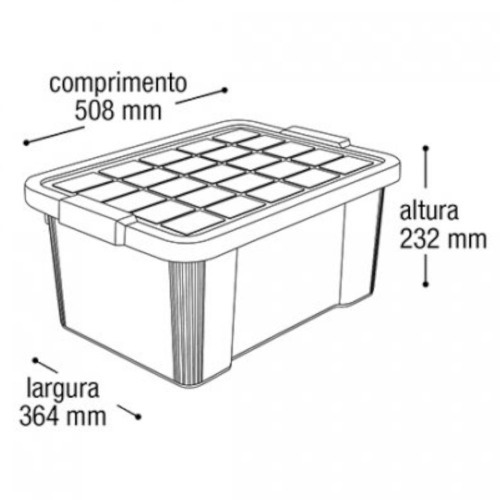 Caixa organizadora com tampa 25 litros empilhável - 25887 Caixa organizadora com tampa 25 litros empilhável - 25887