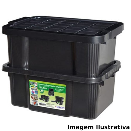 Caixa organizadora com tampa 25 litros empilhável - 25887 Caixa organizadora com tampa 25 litros empilhável - 25887