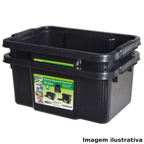 Caixa organizadora com tampa 25 litros empilhável - 25887 Caixa organizadora com tampa 25 litros empilhável - 25887