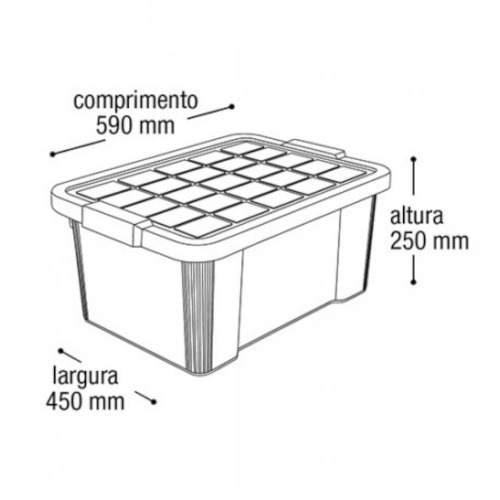Caixa organizadora com tampa 40 litros empilhável - 25888 Caixa organizadora com tampa 40 litros empilhável - 25888