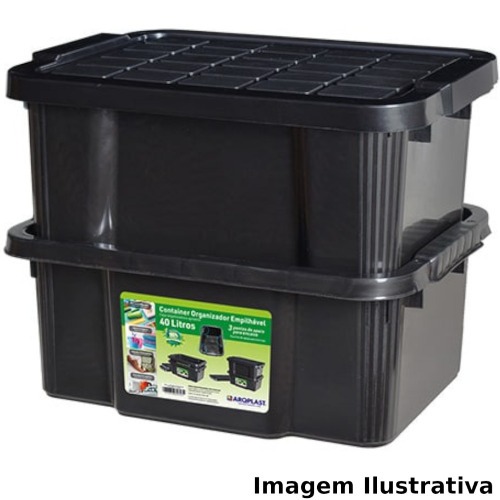 Caixa organizadora com tampa 40 litros empilhável - 25888 Caixa organizadora com tampa 40 litros empilhável - 25888