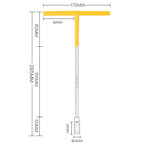 Chave canhão cabo tipo T 10 mm - BOM-1264	 Chave canhão cabo tipo T 10 mm - BOM-1264