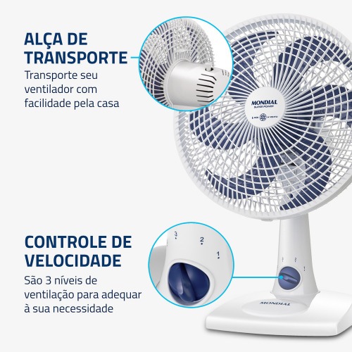 Ventilador de mesa 30 cm 6 ps com 3 velocidades Super Power - VSP-30-W  220V