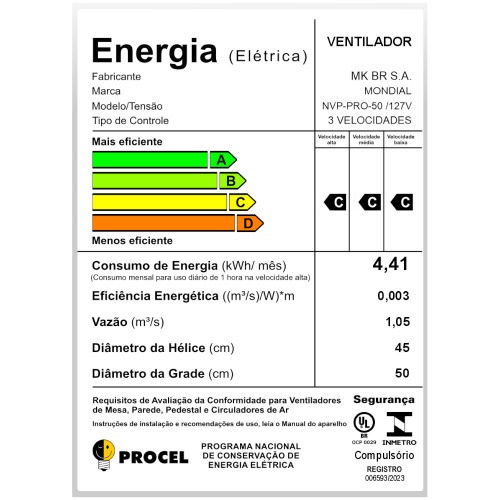 Ventilador de parede 50 cm oscilante preto Turbo Pró - NVP-PRO-50  110V Ventilador de parede 50 cm oscilante preto Turbo Pró - NVP-PRO-50  110V