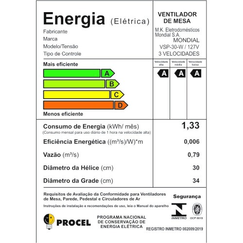 Ventilador de mesa 30 cm 6 pás 3 velocidades Super Power- VSP-30-W  110V Ventilador de mesa 30 cm 6 pás 3 velocidades Super Power- VSP-30-W  110V