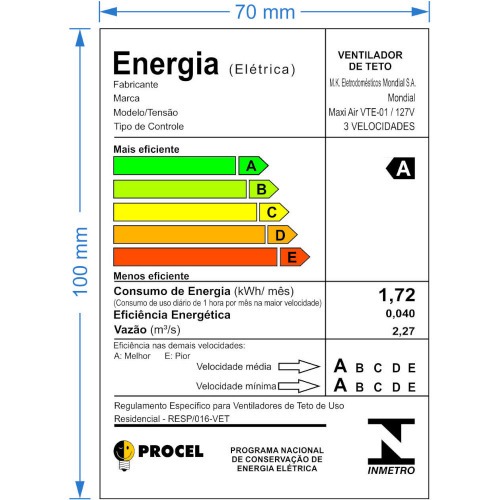 Ventilador de teto 3 ps branco Maxi Air - VTE-01  110V