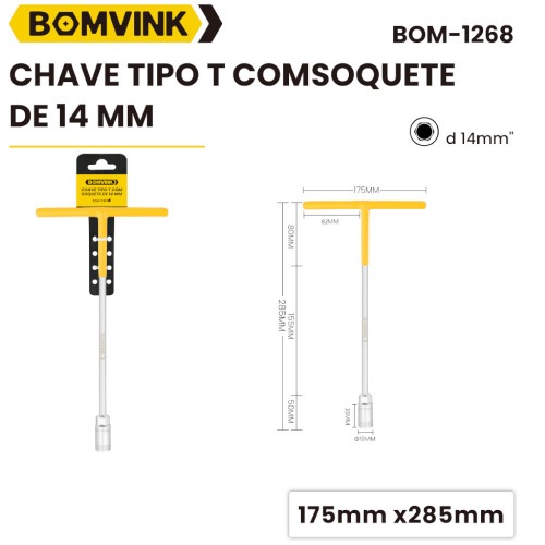 Chave canhão cabo tipo T 14 mm - BOM-1268 Chave canhão cabo tipo T 14 mm - BOM-1268