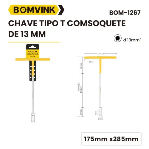 Chave canhão cabo tipo T 13 mm - BOM-1267	