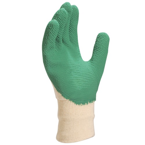 Luva de algodo revestida em ltex corrugado verde G