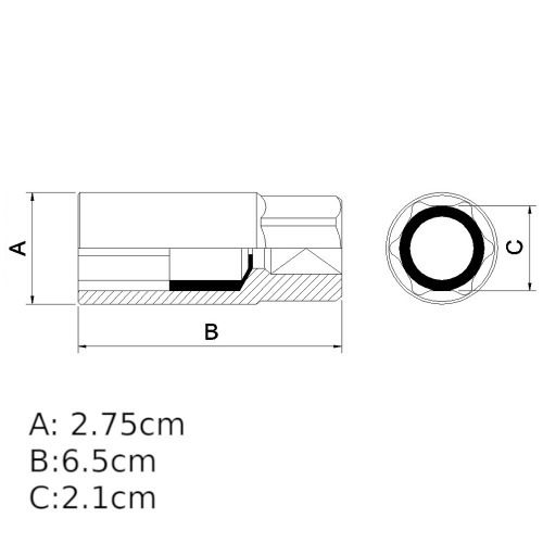 Soquete para vela com encaixe de 1/2