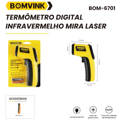 Term�metro infravermelho com mira laser - BOM-6701