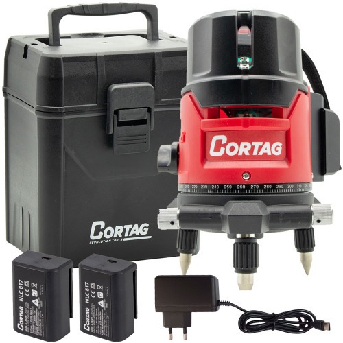 Nvel a laser verde pendular giratrio a bateria 5 linhas 15 m com maleta e 2 baterias - NLC 817  110V/220V