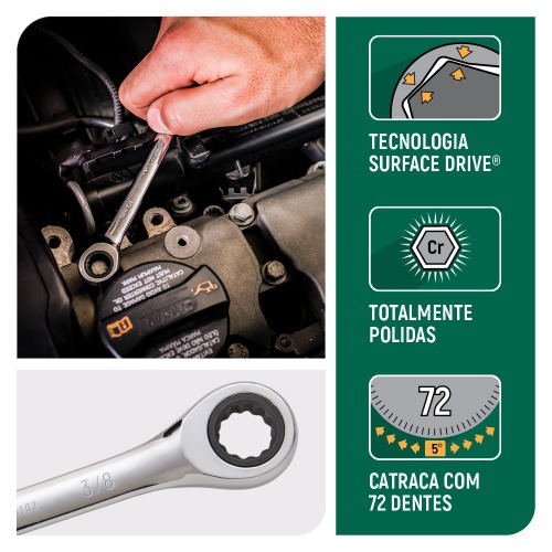 Chave combinada com catraca 3/8