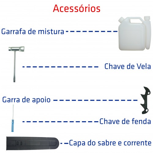 Motosserra a gasolina 51,5 cc com sabre de 18 Motosserra a gasolina 51,5 cc com sabre de 18