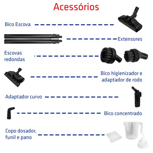 Limpadora a vapor Higienizador 1500W com acess�rios - Vapor Clean  220V