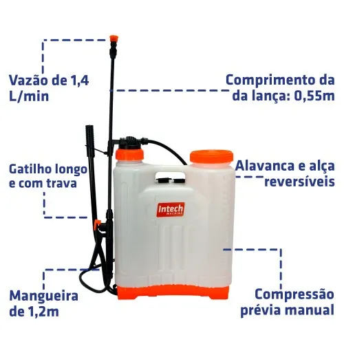 Pulverizador costal manual agrícola capacidade 20 litros - GP2000