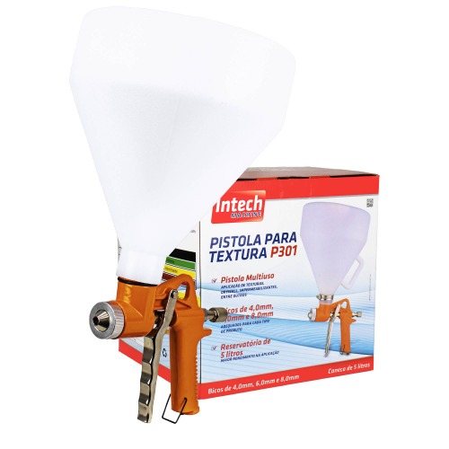 Pistola projetora de textura com bico de 4 a 8 mm pneumtica - P301