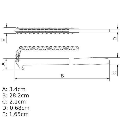 Chave corrente leve capacidade de 100 mm a�o cromo van�dio