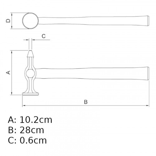 Martelo chapeador ponta curta - 40473000 Martelo chapeador ponta curta - 40473000