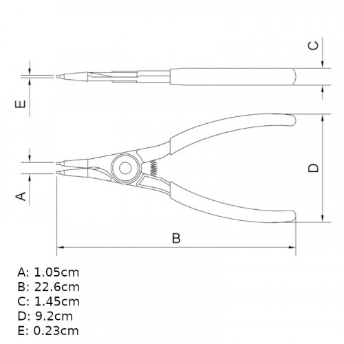 Alicate bico reto para anis internos 9