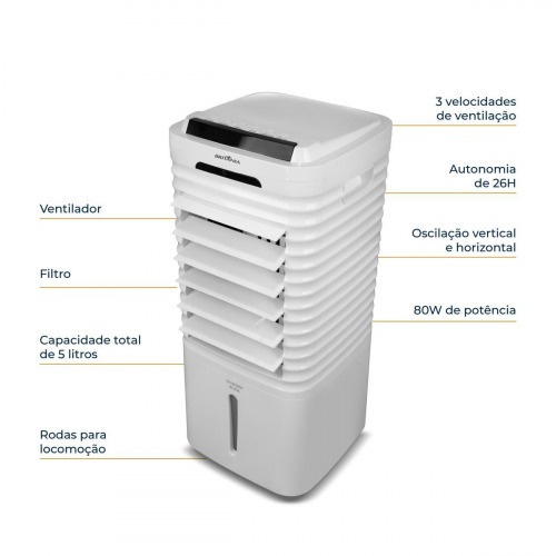Climatizador de ar porttil 4 em 1 autonomia de 26h com controle remoto - BCL05A  110V