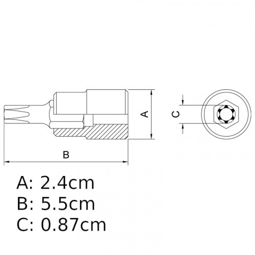 Soquete com ponta hexalobular t-50 encaixe 1/2