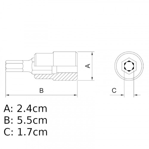 Soquete com ponta allen 17 mm encaixe 1/2 Soquete com ponta allen 17 mm encaixe 1/2