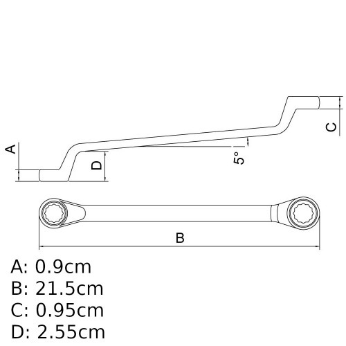 Chave estrela 12 x 13 mm ao cromo vandio com cartela