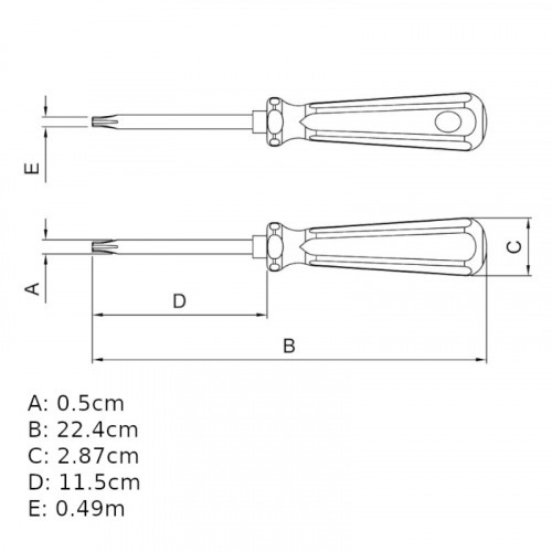 Chave hexalobular reta com cabo t-27 a�o cromo van�dio