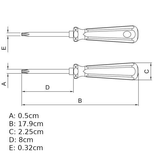 Chave hexalobular reta com cabo t-15 ao cromo vandio