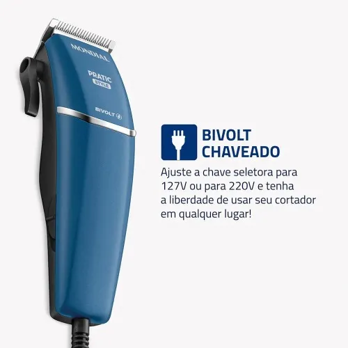 Máquina de cortar cabelo e barba com 8 acessórios Pratic Style - CR-10-BI  110V/220V