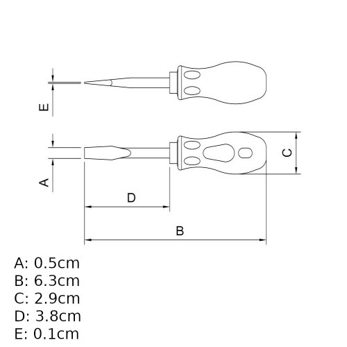 Chave de fenda toco 3/16 x 1.1/2 Chave de fenda toco 3/16 x 1.1/2