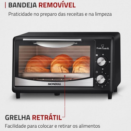 Forno elétrico 650 watts 6 Litros Pratic Cook - FR-09 220V Forno elétrico 650 watts 6 Litros Pratic Cook - FR-09 220V