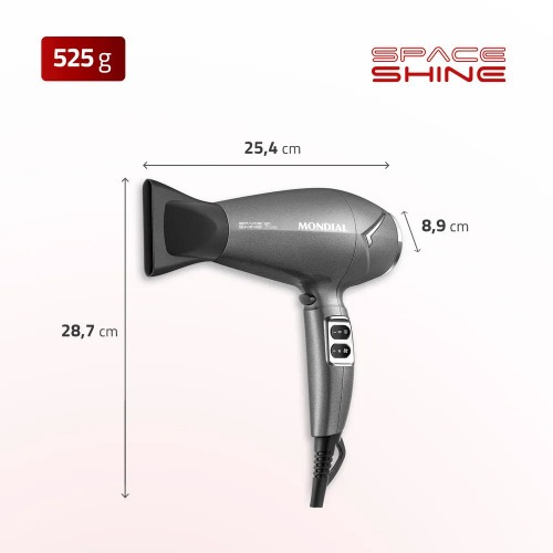 Secador de cabelo 2000 watts Tourmaline SPACE SHINE Grafite - SC-20  220V