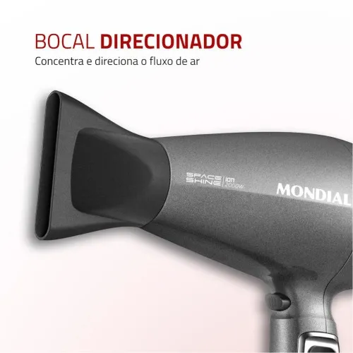 Secador de cabelo 2000 watts Tourmaline SPACE SHINE Grafite - SC-20  110V