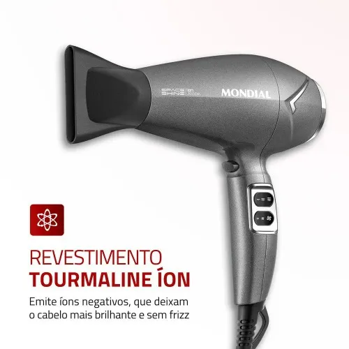 Secador de cabelo 2000 watts Tourmaline SPACE SHINE Grafite - SC-20  110V