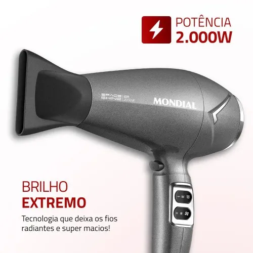 Secador de cabelo 2000 watts Tourmaline SPACE SHINE Grafite - SC-20  110V