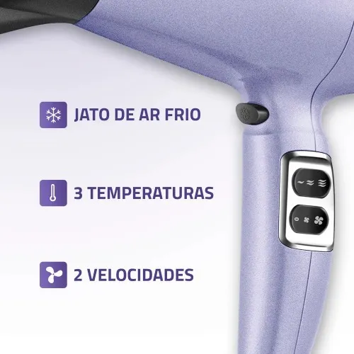 Secador de cabelo 2000 watts Tourmaline SPACE SHINE lilás - SC-21  110V