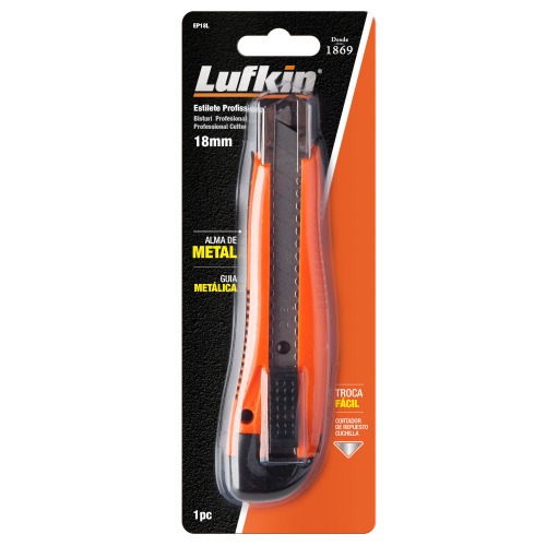 Estilete largo 18 mm emborrachado trava deslizante - EP18L