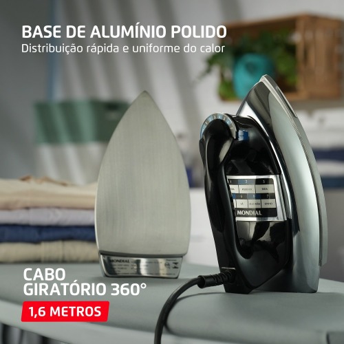 Ferro de passar a seco 1200W com chapa em alumnio polido - FS-01-BI  110V
