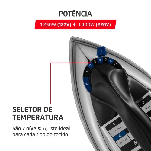 Ferro de passar a seco 1200W com chapa em alumnio polido - FS-01-BI  110V