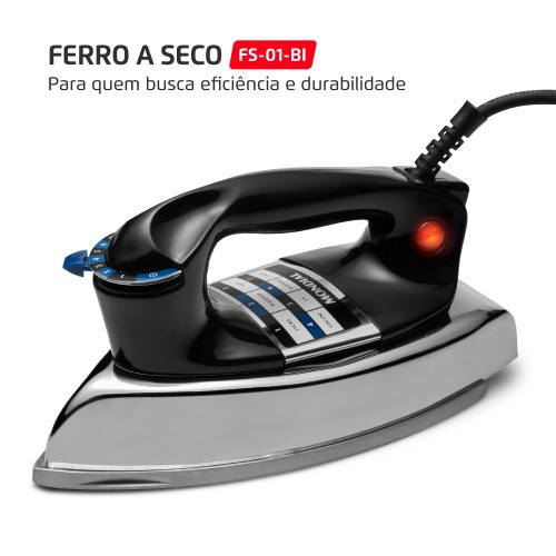 Ferro de passar a seco 1200W com chapa em alumnio polido - FS-01-BI  110V
