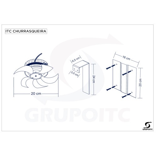 Exaustor para churrasqueira 200 mm  110V Exaustor para churrasqueira 200 mm  110V